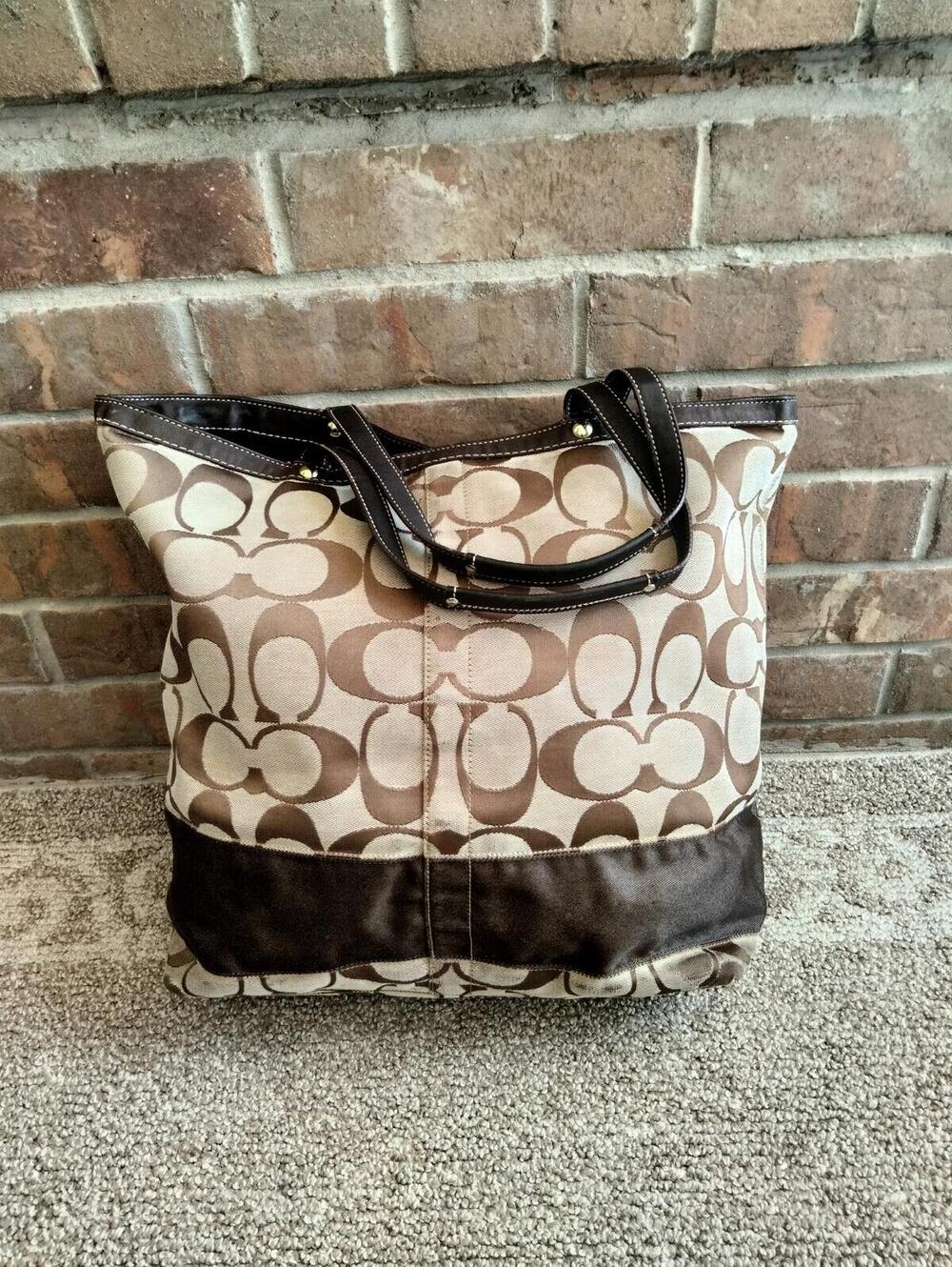 Coach Y2K Tote Bag Signature Stripe Canvas - Large Shoulder Bag - 10126